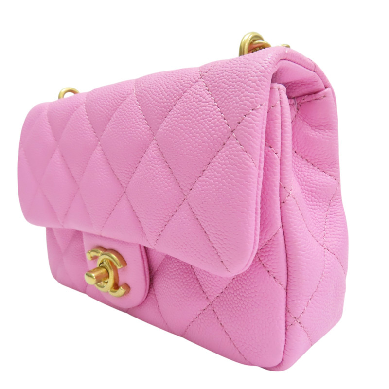 粉色 菱格紋 荔枝紋 Sweetheart 鏈帶肩背包 金釦【CHANEL 香奈兒】 AS3829-2