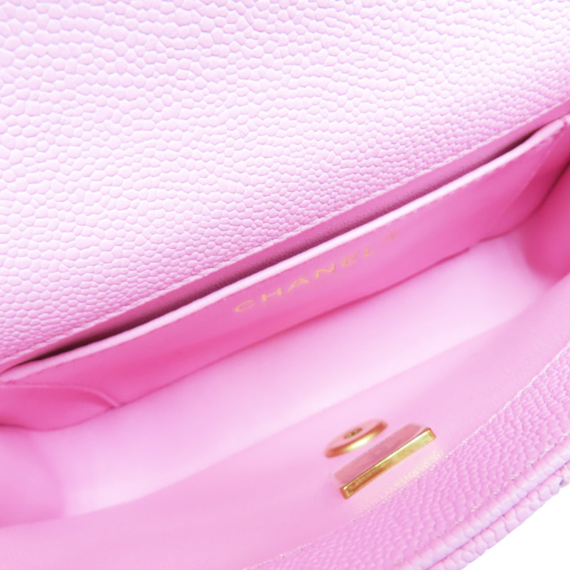 粉色 菱格紋 荔枝紋 Sweetheart 鏈帶肩背包 金釦【CHANEL 香奈兒】 AS3829-4