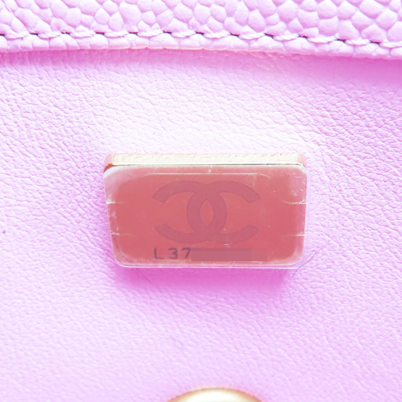 粉色 菱格紋 荔枝紋 Sweetheart 鏈帶肩背包 金釦【CHANEL 香奈兒】 AS3829-6