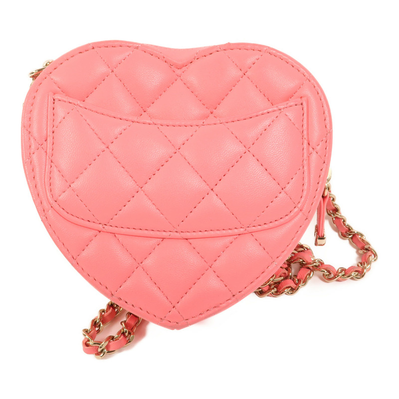 CHANEL 羊皮皮革Mini Heart Bag金扣鏈帶肩背袋-1