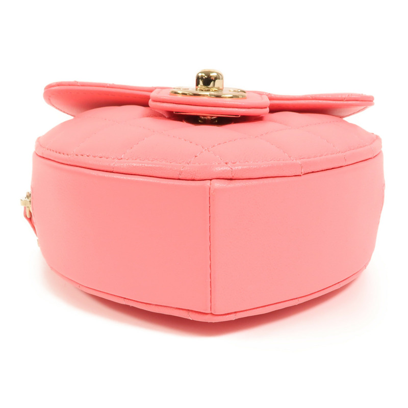 CHANEL 羊皮皮革Mini Heart Bag金扣鏈帶肩背袋-3