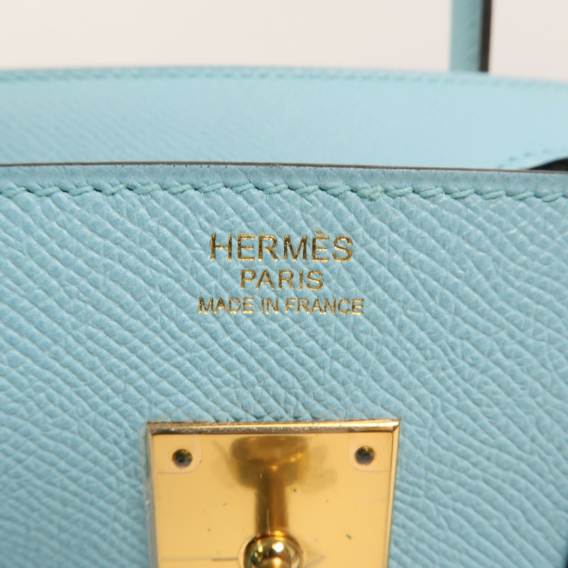 HERMES Epsom皮革Birkin 30金扣手挽袋Bleu Atoll-5