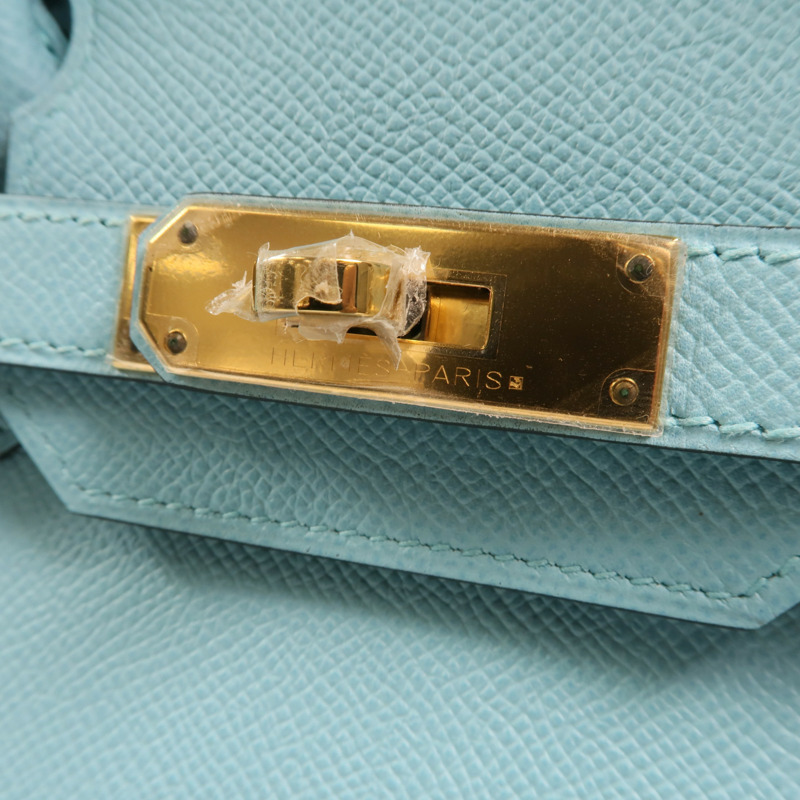 HERMES Epsom皮革Birkin 30金扣手挽袋Bleu Atoll-8
