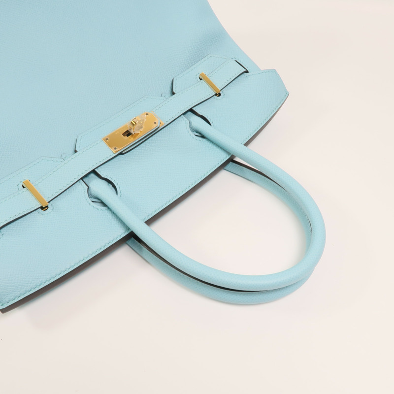 HERMES Epsom皮革Birkin 30金扣手挽袋Bleu Atoll-9