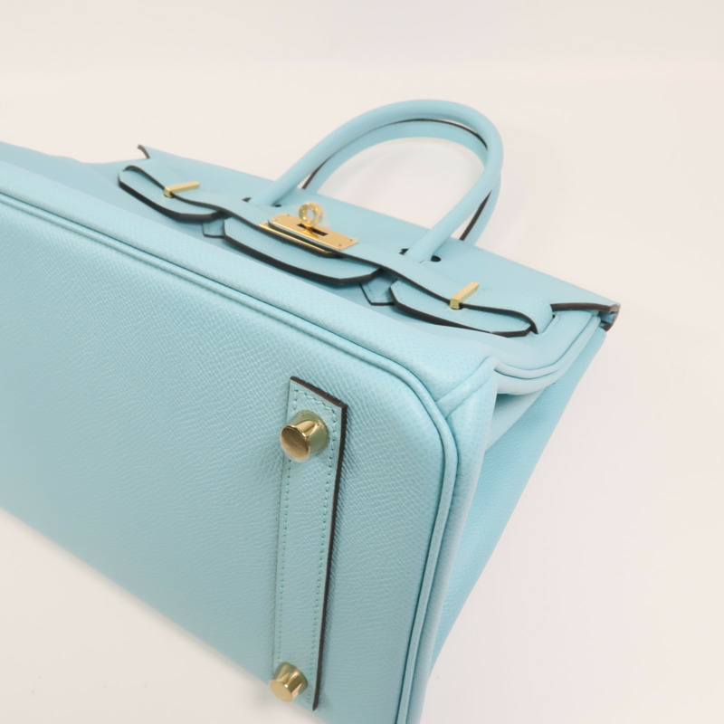 HERMES Epsom皮革Birkin 30金扣手挽袋Bleu Atoll-11