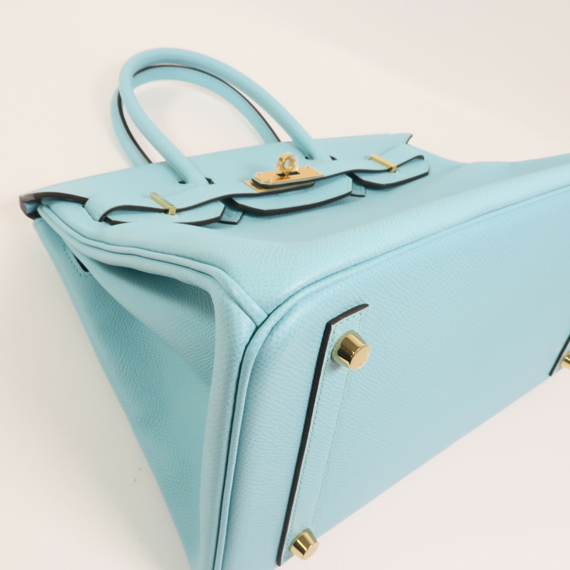 HERMES Epsom皮革Birkin 30金扣手挽袋Bleu Atoll-12