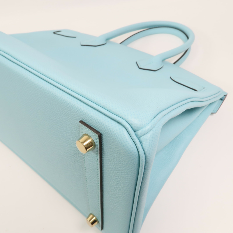 HERMES Epsom皮革Birkin 30金扣手挽袋Bleu Atoll-13