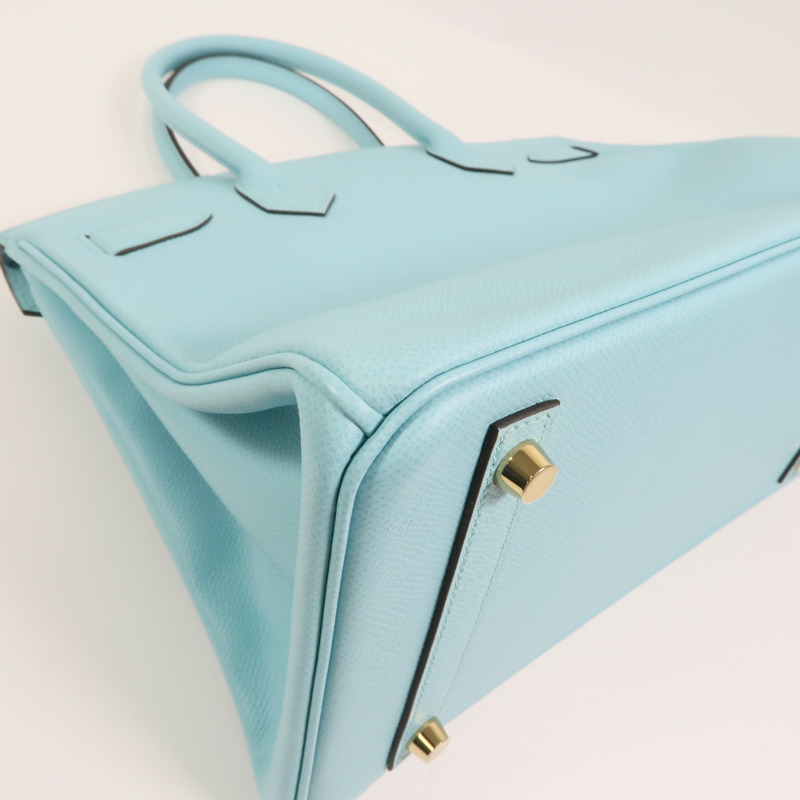 HERMES Epsom皮革Birkin 30金扣手挽袋Bleu Atoll-14