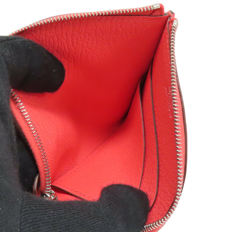 德州粉 山羊革 Paddock 零錢包 U刻 銀扣【HERMES 愛馬仕】 H079230CK-4