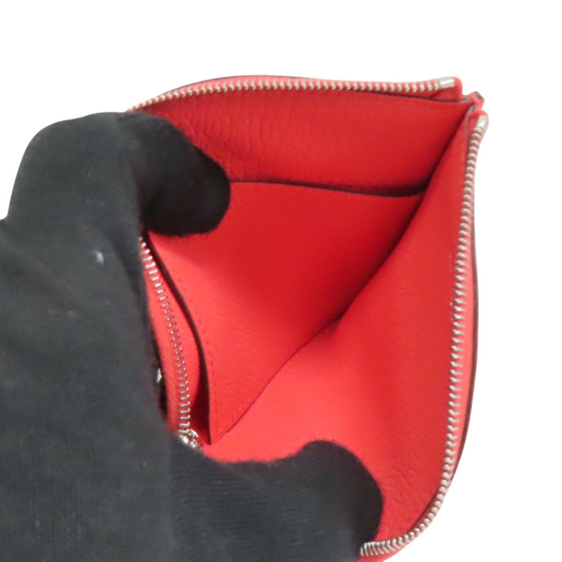 德州粉 山羊革 Paddock 零錢包 U刻 銀扣【HERMES 愛馬仕】 H079230CK-5