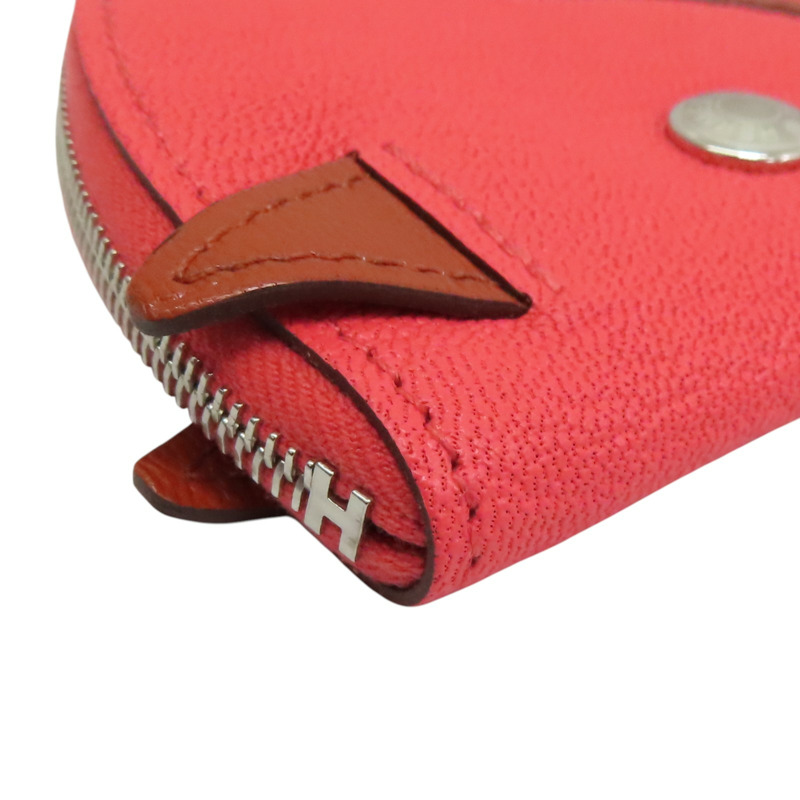 德州粉 山羊革 Paddock 零錢包 U刻 銀扣【HERMES 愛馬仕】 H079230CK-8