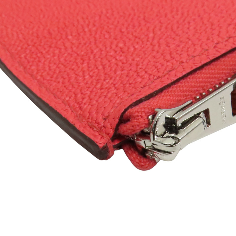 德州粉 山羊革 Paddock 零錢包 U刻 銀扣【HERMES 愛馬仕】 H079230CK-10