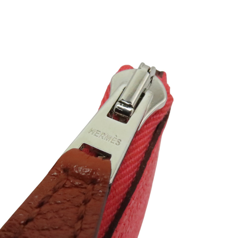 德州粉 山羊革 Paddock 零錢包 U刻 銀扣【HERMES 愛馬仕】 H079230CK-13