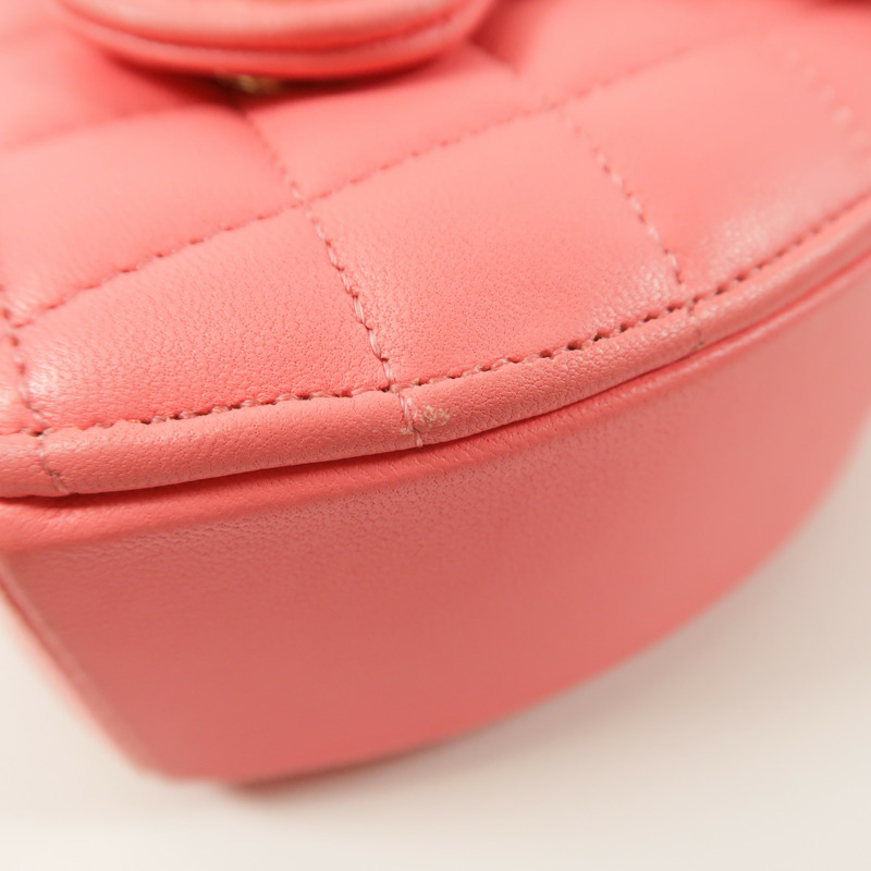 CHANEL 羊皮皮革CC in Love Heart金扣鏈帶肩背袋-11