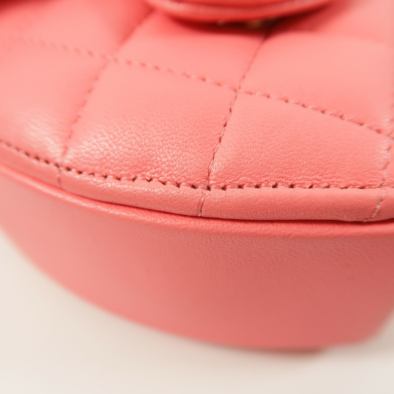 CHANEL 羊皮皮革CC in Love Heart金扣鏈帶肩背袋-12