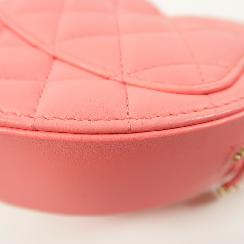 CHANEL 羊皮皮革CC in Love Heart金扣鏈帶肩背袋-13