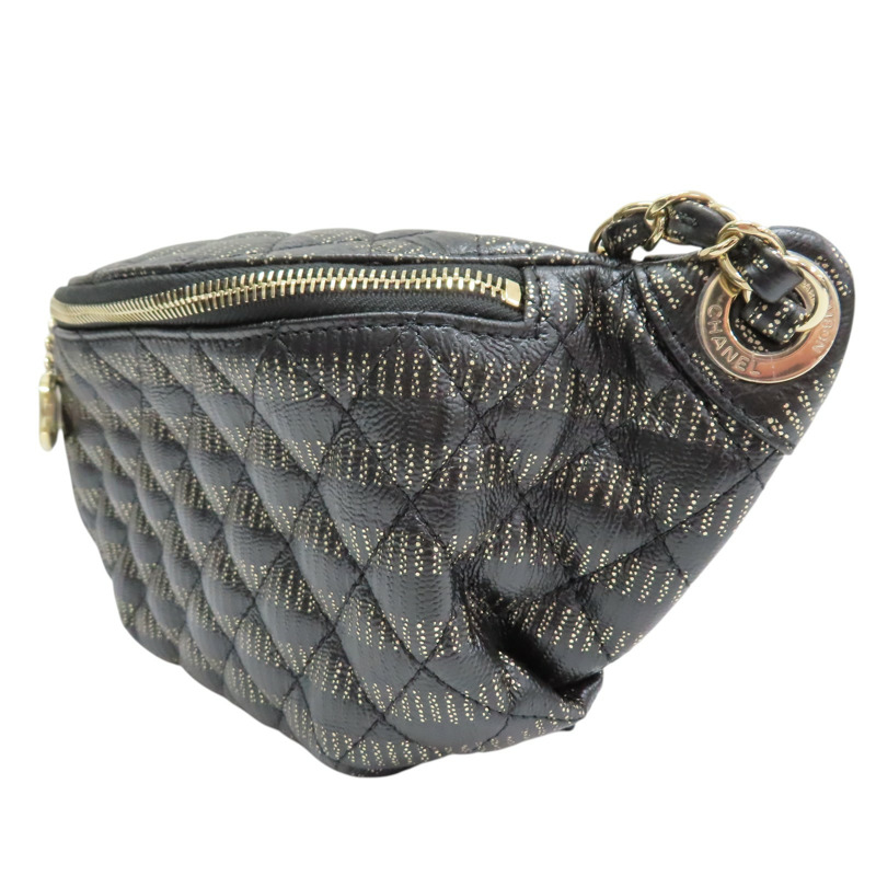 黑色 菱格紋 牛皮 Banane 腰包 肩背包【CHANEL 香奈兒】 AS0836-2