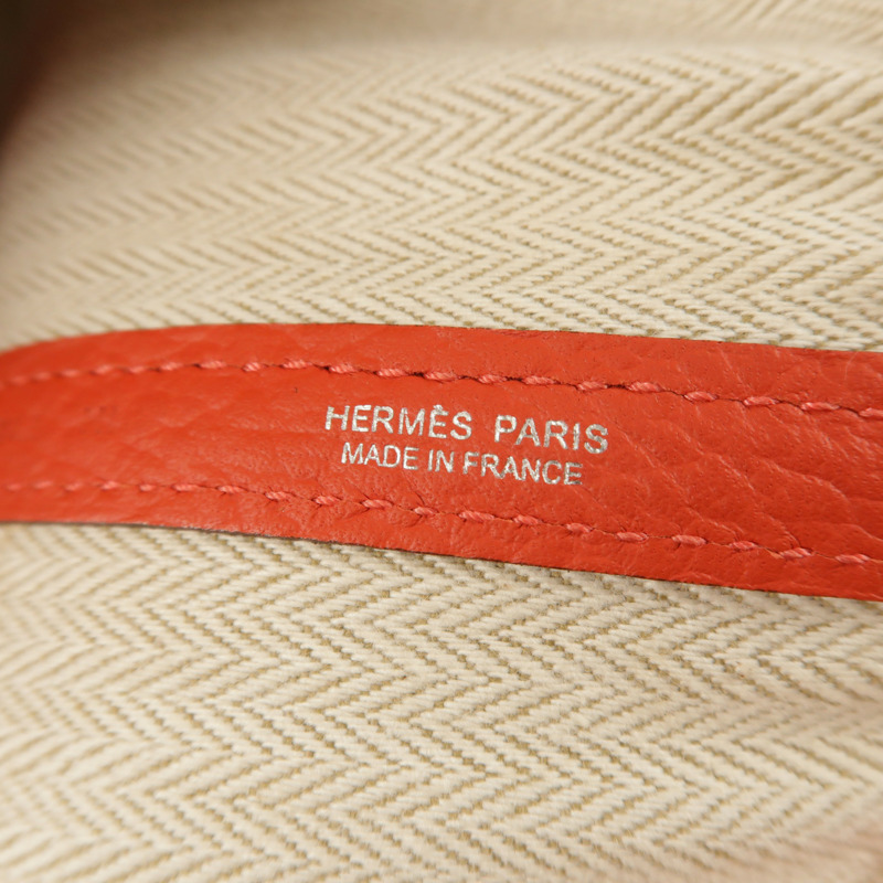 HERMES Negonda皮革Garden Party PM銀扣手挽袋Rouge Pivoine-5