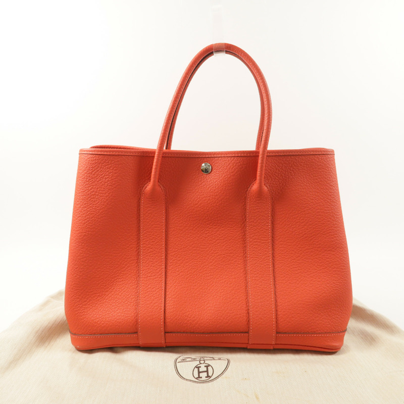 HERMES Negonda皮革Garden Party PM銀扣手挽袋Rouge Pivoine-8