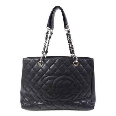CHANEL 牛皮皮革GST Grand Shopping Tote Bag銀扣鏈帶肩背袋