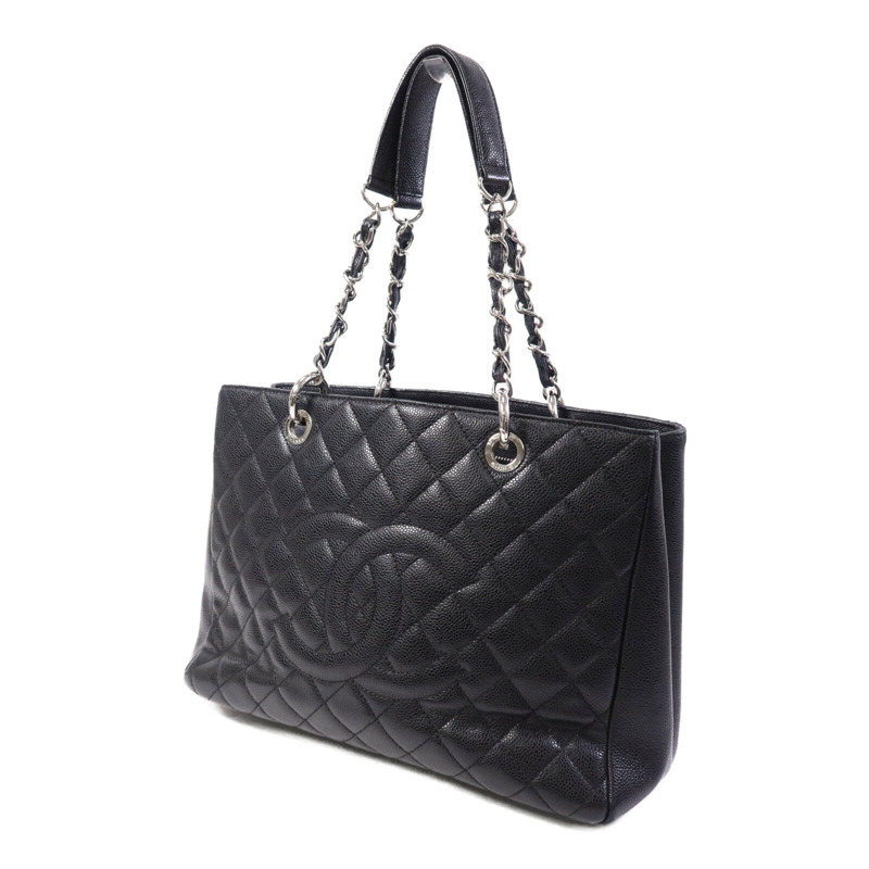 CHANEL 牛皮皮革GST Grand Shopping Tote Bag銀扣鏈帶肩背袋-2