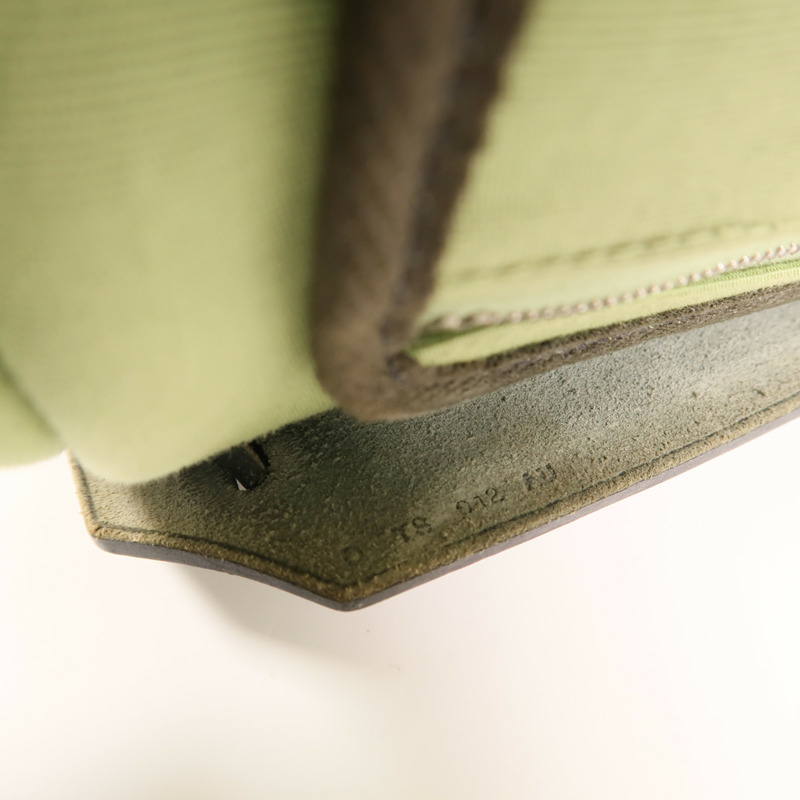 HERMES 帆布Herbag PM銀扣手挽肩背兩用袋Vert Criquet-6