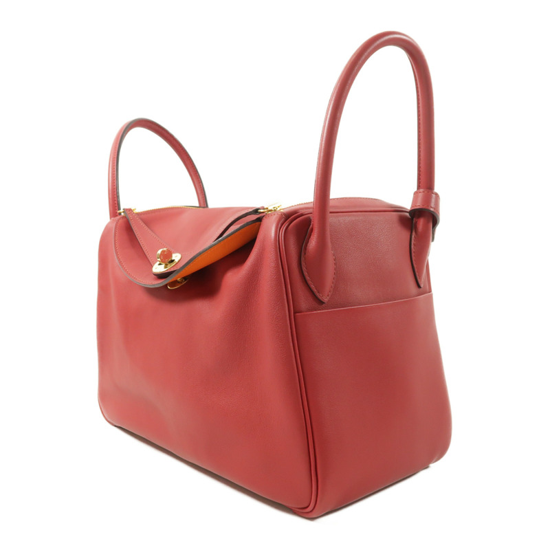HERMES 皮革Lindy 30手挽肩背兩用袋Rouge Grenat-2