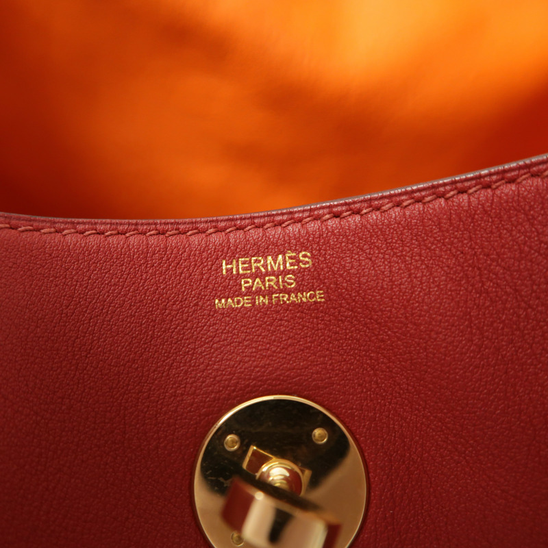 HERMES 皮革Lindy 30手挽肩背兩用袋Rouge Grenat-5