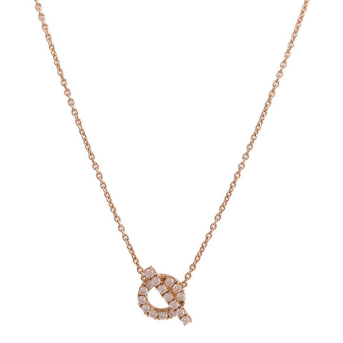 HERMES 18K玫瑰金Finesse Diamond Pendant鑽石金扣項鏈