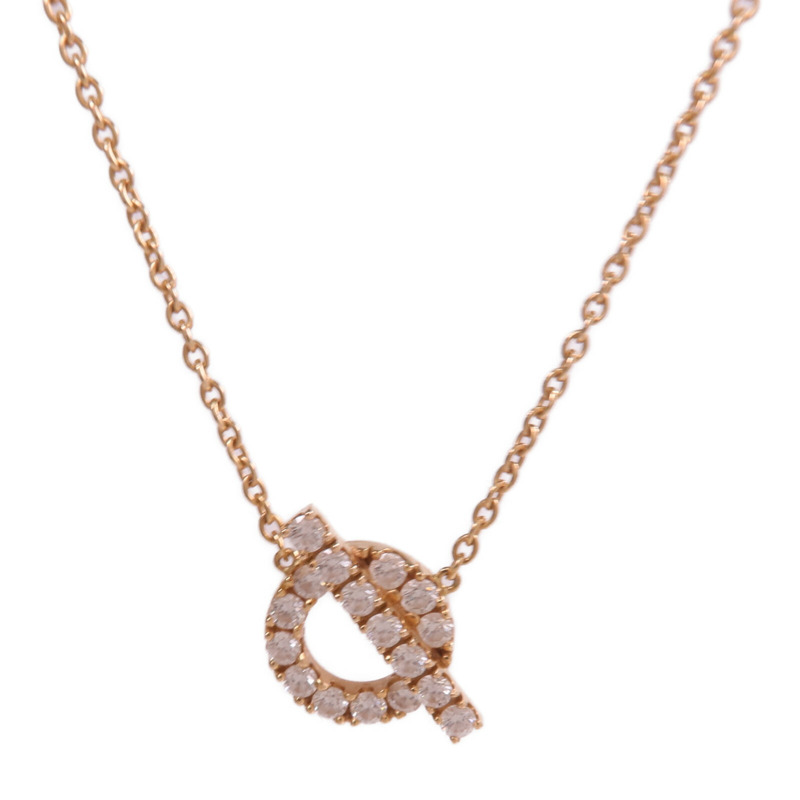 HERMES 18K玫瑰金Finesse Diamond Pendant鑽石金扣項鏈-3