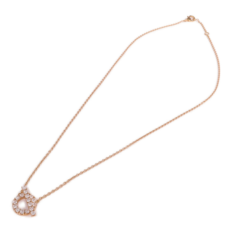 HERMES 18K玫瑰金Finesse Diamond Pendant鑽石金扣項鏈-4