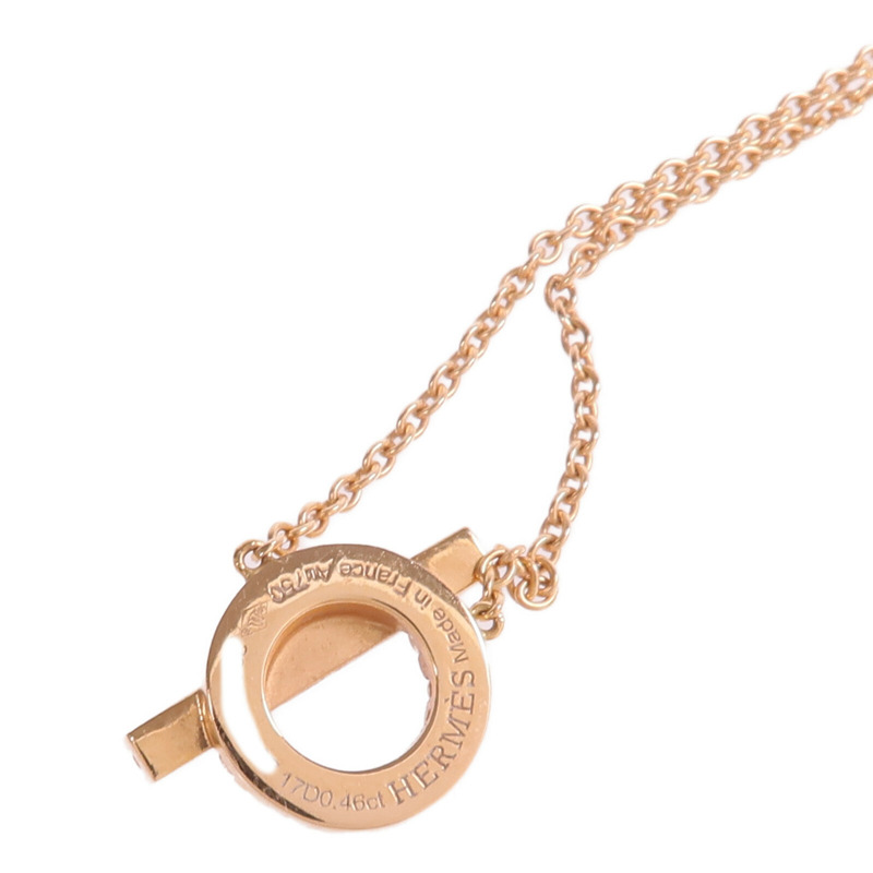 HERMES 18K玫瑰金Finesse Diamond Pendant鑽石金扣項鏈-7