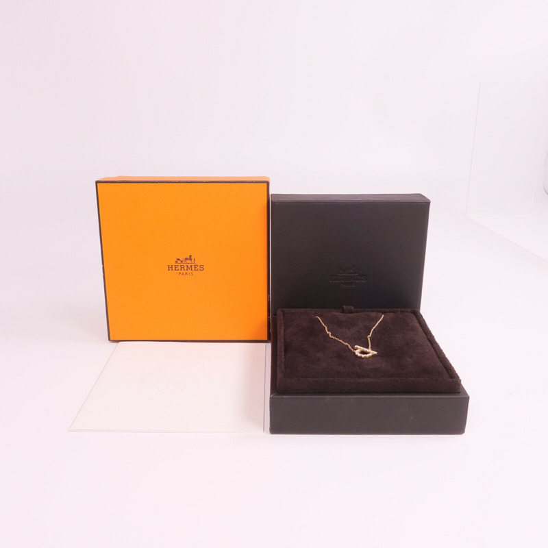 HERMES 18K玫瑰金Finesse Diamond Pendant鑽石金扣項鏈-8