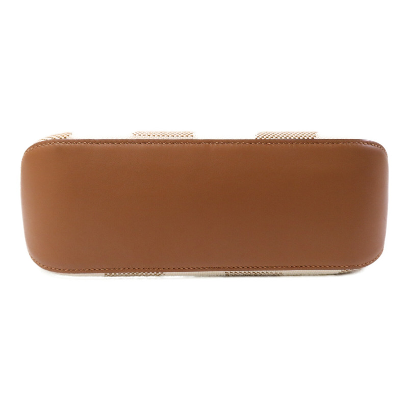 HERMES 帆布Cabas H En Biais 27手挽肩背兩用袋Gold-3