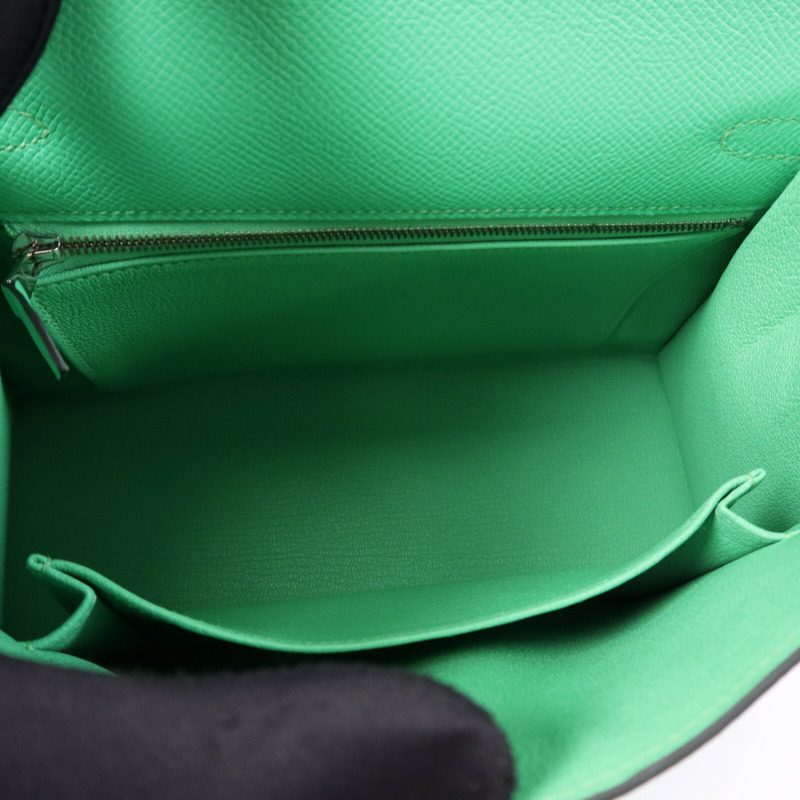 HERMES Epsom皮革Kelly 25銀扣手挽肩背兩用袋Vert Comics-4
