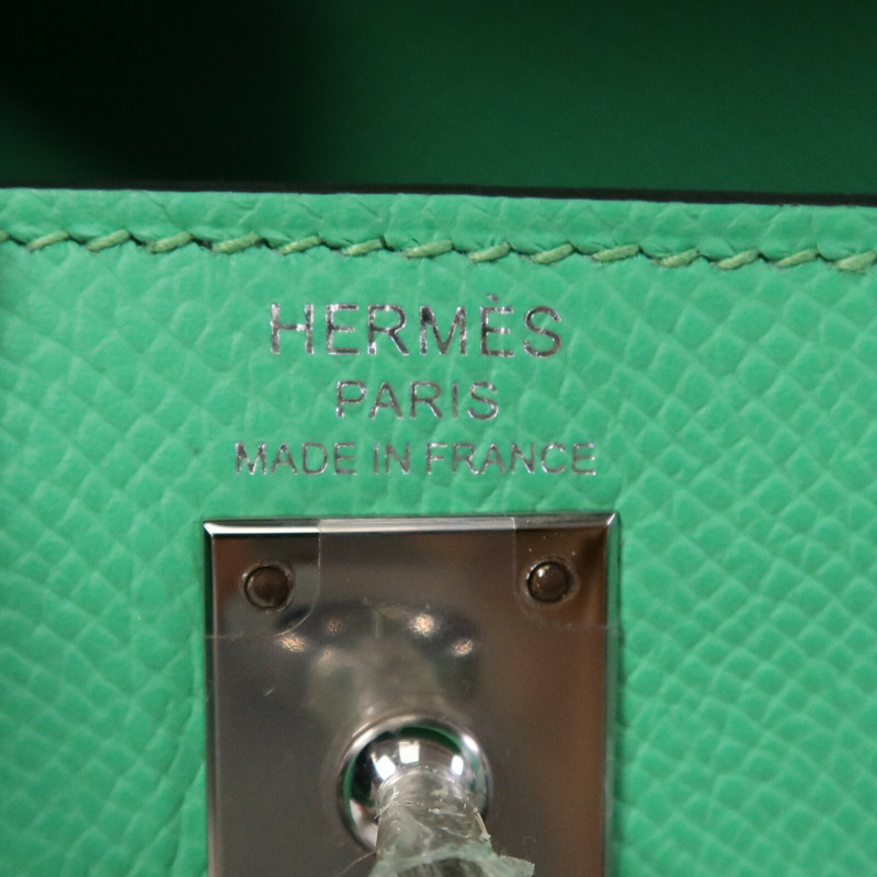 HERMES Epsom皮革Kelly 25銀扣手挽肩背兩用袋Vert Comics-5