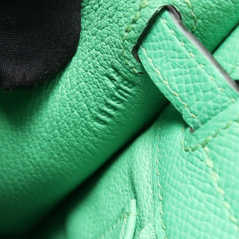 HERMES Epsom皮革Kelly 25銀扣手挽肩背兩用袋Vert Comics-7