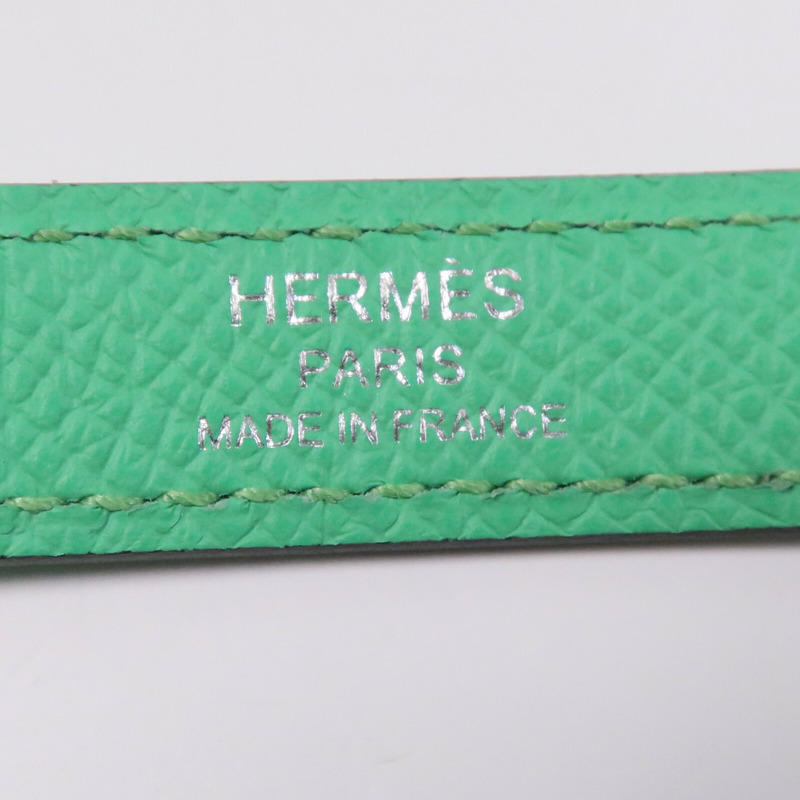 HERMES Epsom皮革Kelly 25銀扣手挽肩背兩用袋Vert Comics-16