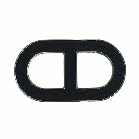 HERMES 愛馬仕 CHAINE DANCRE 豬鼻子別針 EPSOM皮/合金 黑色 銀釦