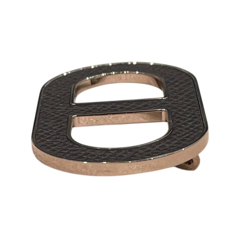 HERMES 愛馬仕 CHAINE DANCRE 豬鼻子別針 EPSOM皮/合金 黑色 銀釦-4