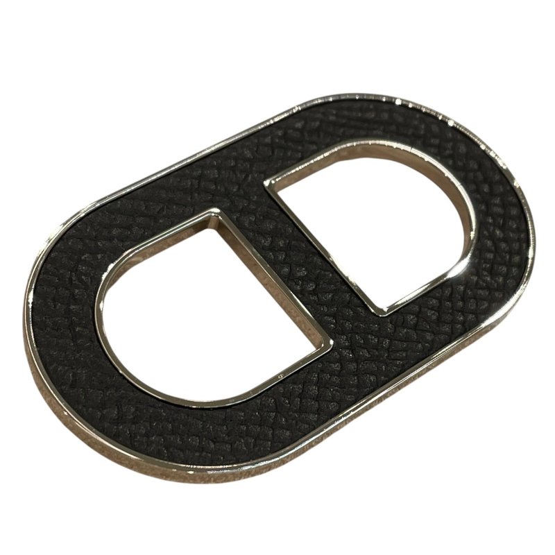 HERMES 愛馬仕 CHAINE DANCRE 豬鼻子別針 EPSOM皮/合金 黑色 銀釦-5