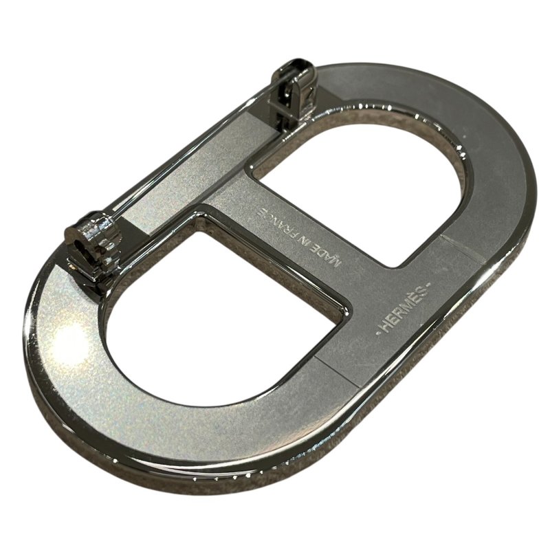 HERMES 愛馬仕 CHAINE DANCRE 豬鼻子別針 EPSOM皮/合金 黑色 銀釦-7