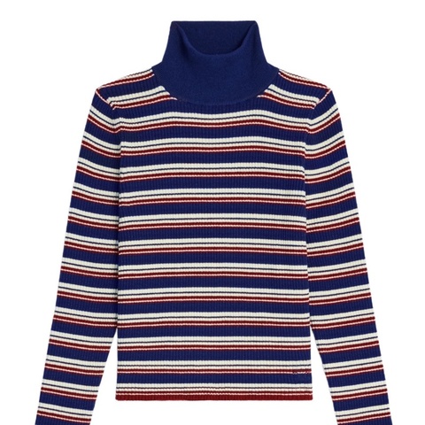 Celine 女士 條紋羅紋羊毛高領毛衣XS S M