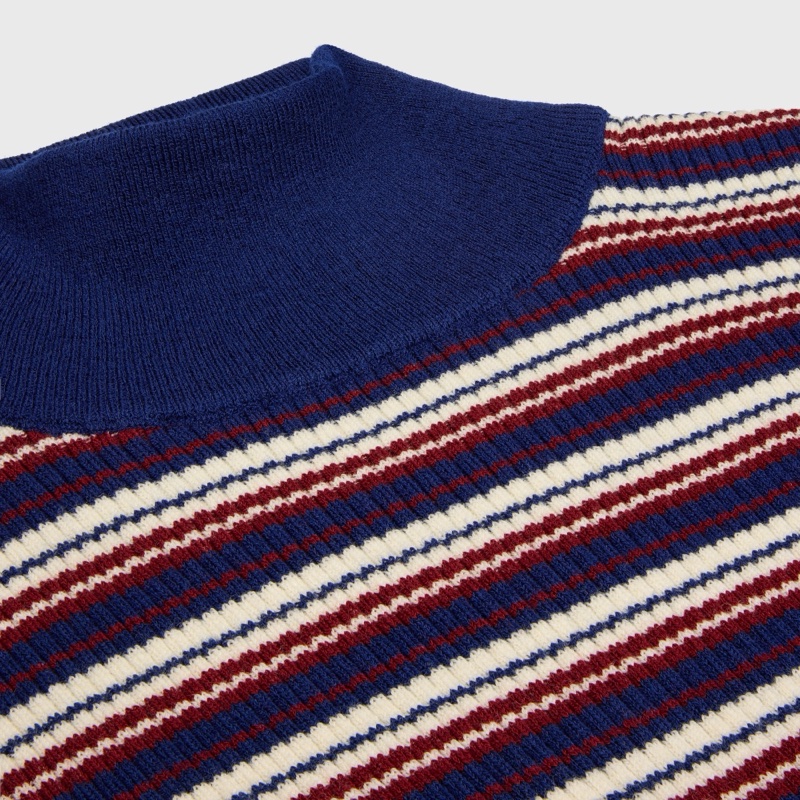 Celine 女士 條紋羅紋羊毛高領毛衣XS S M-3