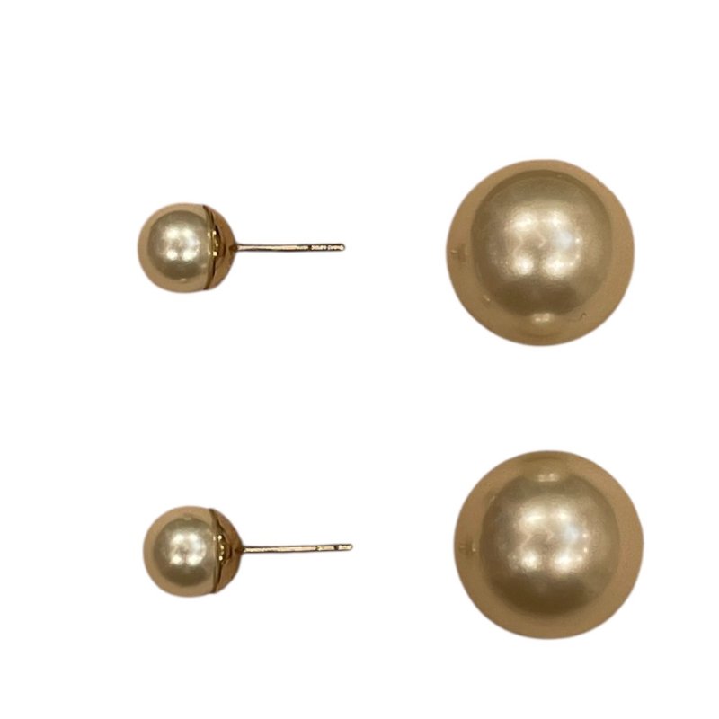 DIOR 迪奧 珍珠造型合金耳環 耳針款 白色-4