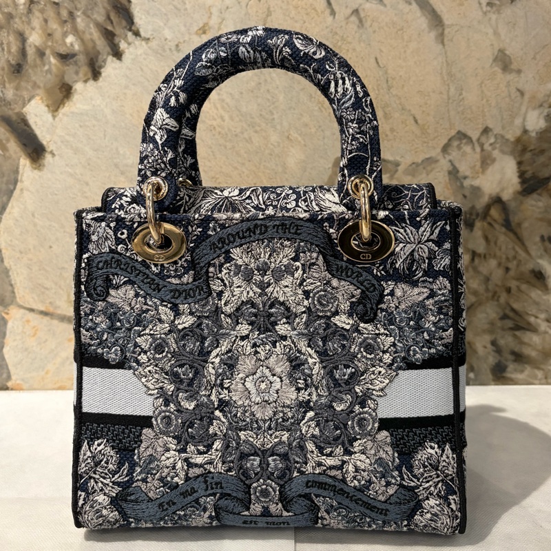 DIOR藍花朵刺繡D-Lite Lady Dior手提二用-1