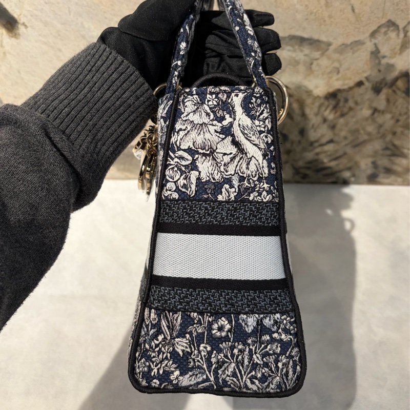 DIOR藍花朵刺繡D-Lite Lady Dior手提二用-3