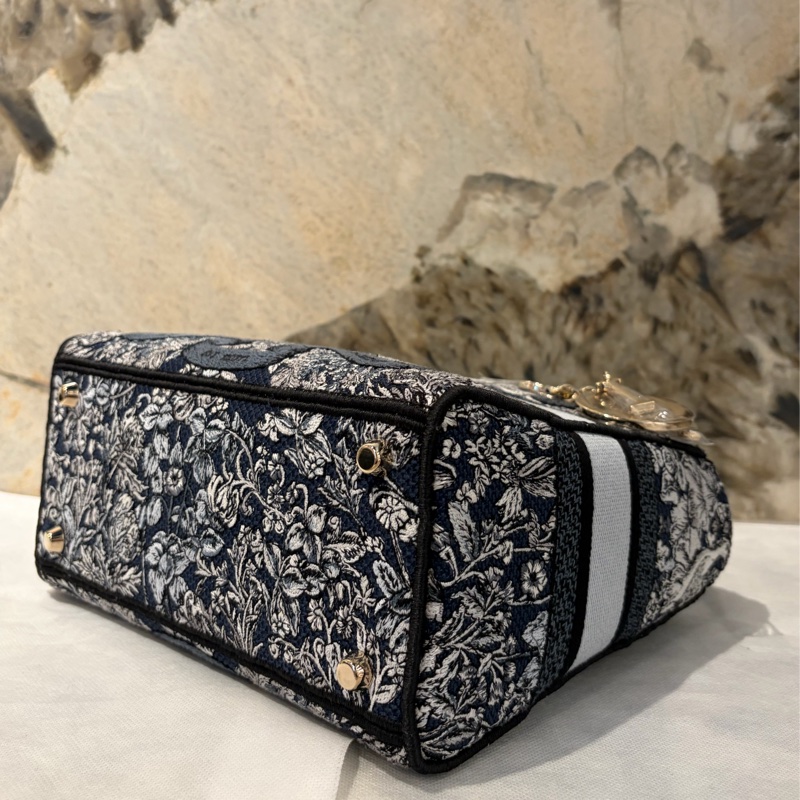 DIOR藍花朵刺繡D-Lite Lady Dior手提二用-5