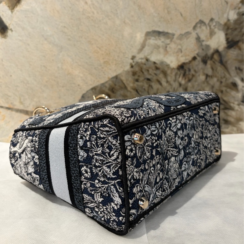 DIOR藍花朵刺繡D-Lite Lady Dior手提二用-6