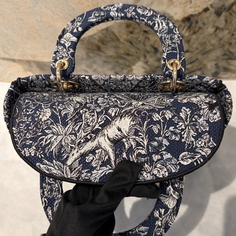 DIOR藍花朵刺繡D-Lite Lady Dior手提二用-8